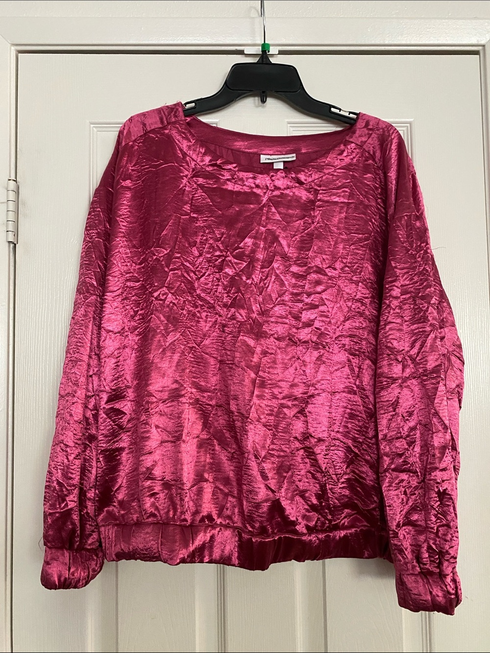 Prologue Satin-Look Fuchsia Long Sleeve Top